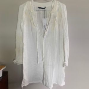 ZARA white linen romper XS, NWT
